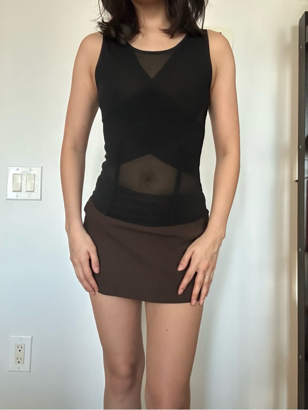 Vintage Black Mesh Tank Top Corset